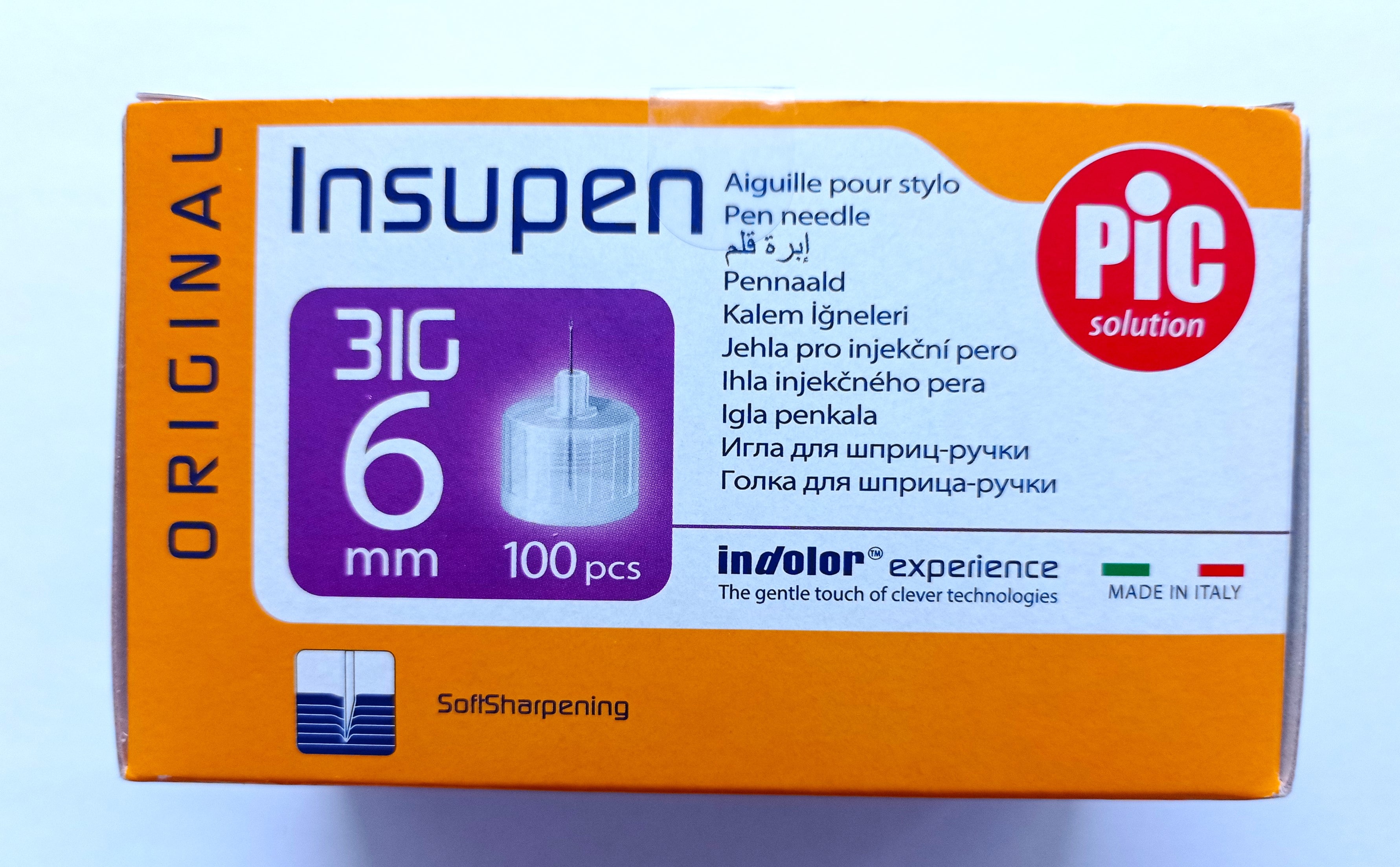 Стерильні голки INSUPEN ORIGINAL для інсулінових ручок, 31G*6мм (0,25*6мм)